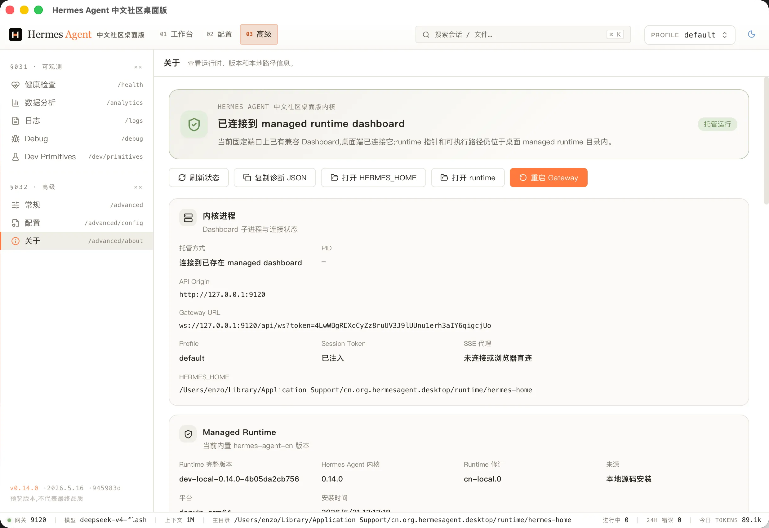 运行时诊断页面